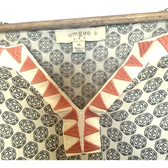 Umgee USA Embroidered Oversized Mini Dress Size XL Cover Up Boho Beach Resort - Picture 5 of 13